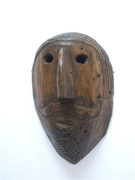 MEXICAN MASKMAKER [20TH CENTURY] Hand-carved natur: Mexican Maskmaker [20th Century]. "Mexican Mask [Traditional - 0042]. Cuanegro Mask, from Humotitla, State of Hidalgo [Mexico]". Hand-carved natural wood. Early 1970s. A "danced" mask. Not made for th