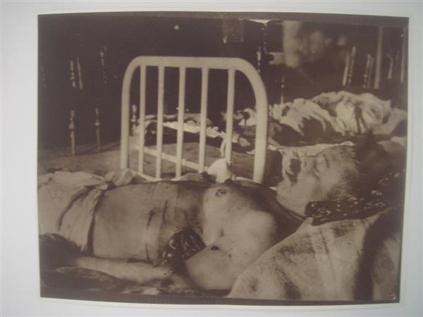 AUGUSTIN VICTOR CASASOLA (Mexican) Gelatin silver: Augustin Victor Casasola (Mexican, 1874 - 1938). "Francisco Villa Muerto en Cama de Hospital [Mexico]". Gelatin silver print. 1923. Printed later from the original negative. Casasola Studios embossed 