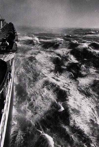 ALFRED EISENSTAEDT (German) Vintage gelatin silve: Alfred Eisenstaedt (German, 1898 - 1995). "Ocean Storm". Vintage gelatin silver print. c1955. Printed 1955. Photographer's credit. Dated. Stamped on verso. 13 1/2 x 9 in. (343 x 229 mm). Sheet Size: 1