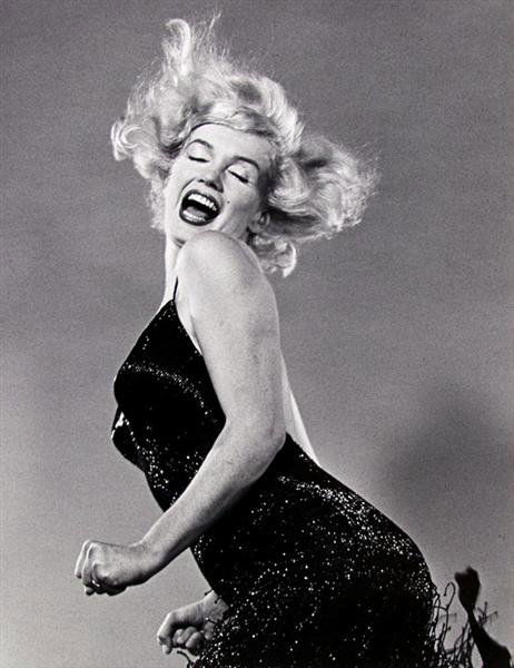 PHILIPPE HALSMAN (American) Gelatin silver print: Philippe Halsman (American, 1906 - 1979). "Marilyn, Jumping". Gelatin silver print. 1952. Printed 1981. Edition of 250. Copyright stamp on verso. 12 3/4 x 9 3/4in. This print sold for $1,250 at Philli