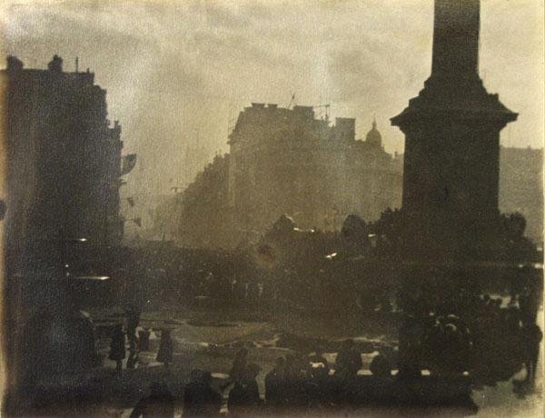 HELEN HARVEY SHOTWELL (American) Vintage bromoil(: Helen Harvey Shotwell (American, b.1908). "London Fog". Vintage bromoil(?) print. c1920s. Printed c1920s. Signed and titled in pencil on the mount. 7 x 10 in. (178 x 254 mm). [19381]