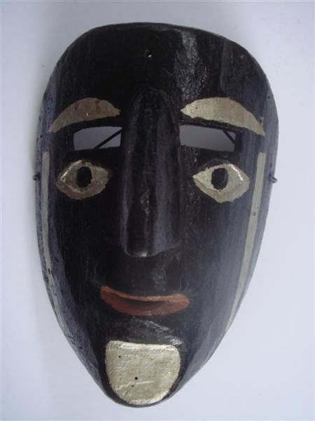 MEXICAN MASKMAKER [20TH CENTURY] Hand-painted, ha: Mexican Maskmaker [20th Century]. "Mexican Mask [Traditional - 0004]. Moor Mask. Danced during the carnival festivities in Tutotepec, State of Hidalgo [Mexico]". Hand-painted, hand-carved polychromed
