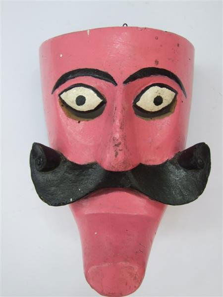 MEXICAN MASKMAKER [20TH CENTURY] Hand-painted, ha: Mexican Maskmaker [20th Century]. "Mexican Mask [Traditional - 0027]. Moor Mask. From the Carnival Dance, Guayacocotla, State of Veracruz [Mexico]". Hand-painted, hand-carved polychromed natural wood.