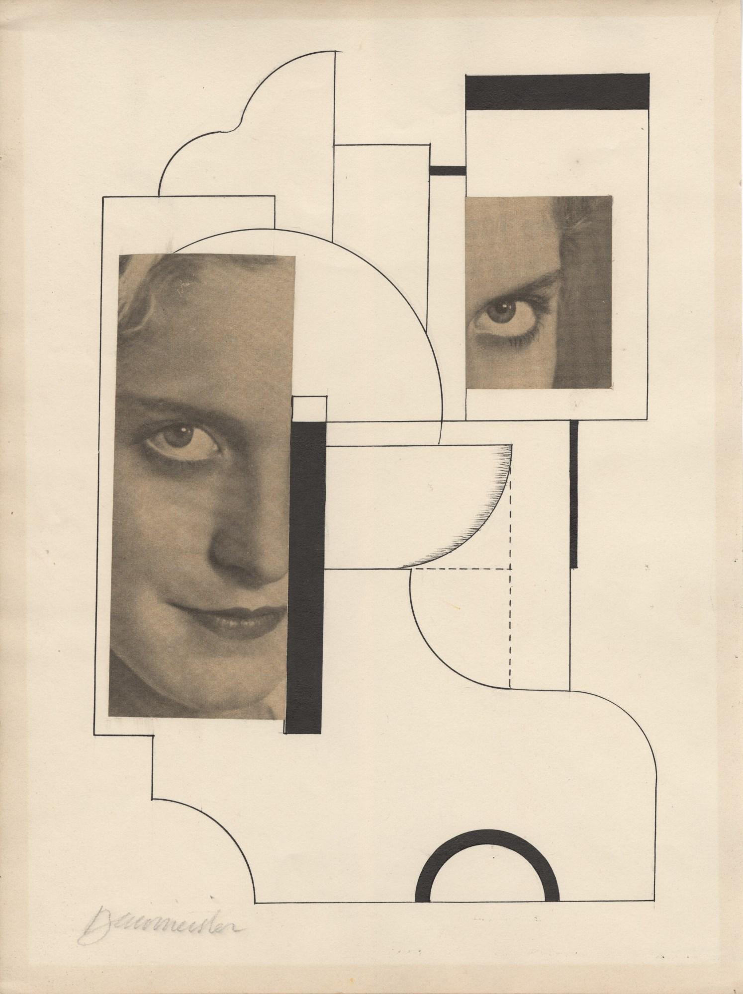 WILLI BAUMEISTER - Collage mit Frau #2 - Papier colle (1 of 1)