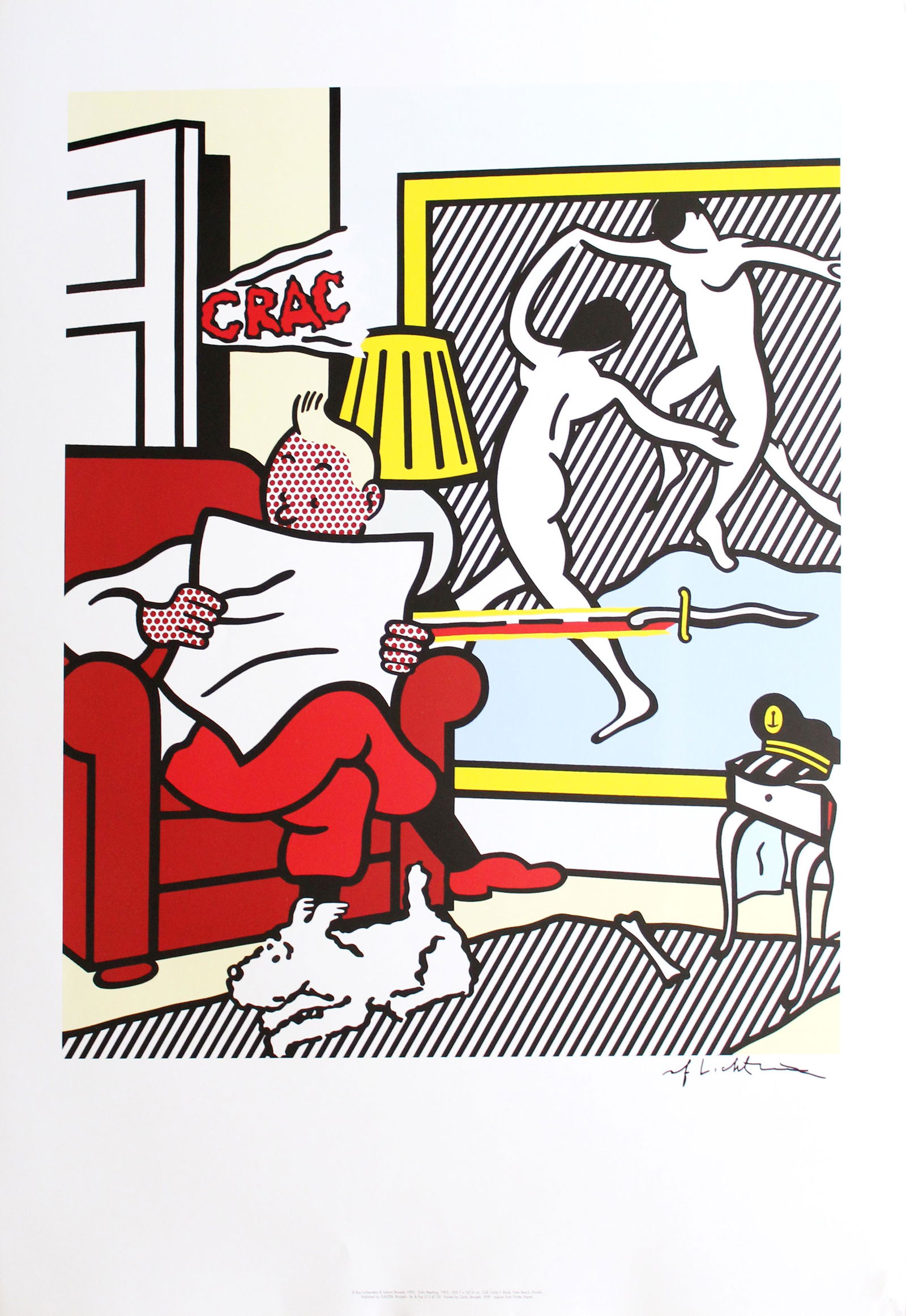ROY LICHTENSTEIN - Tintin Reading II - Color offset (1 of 2)