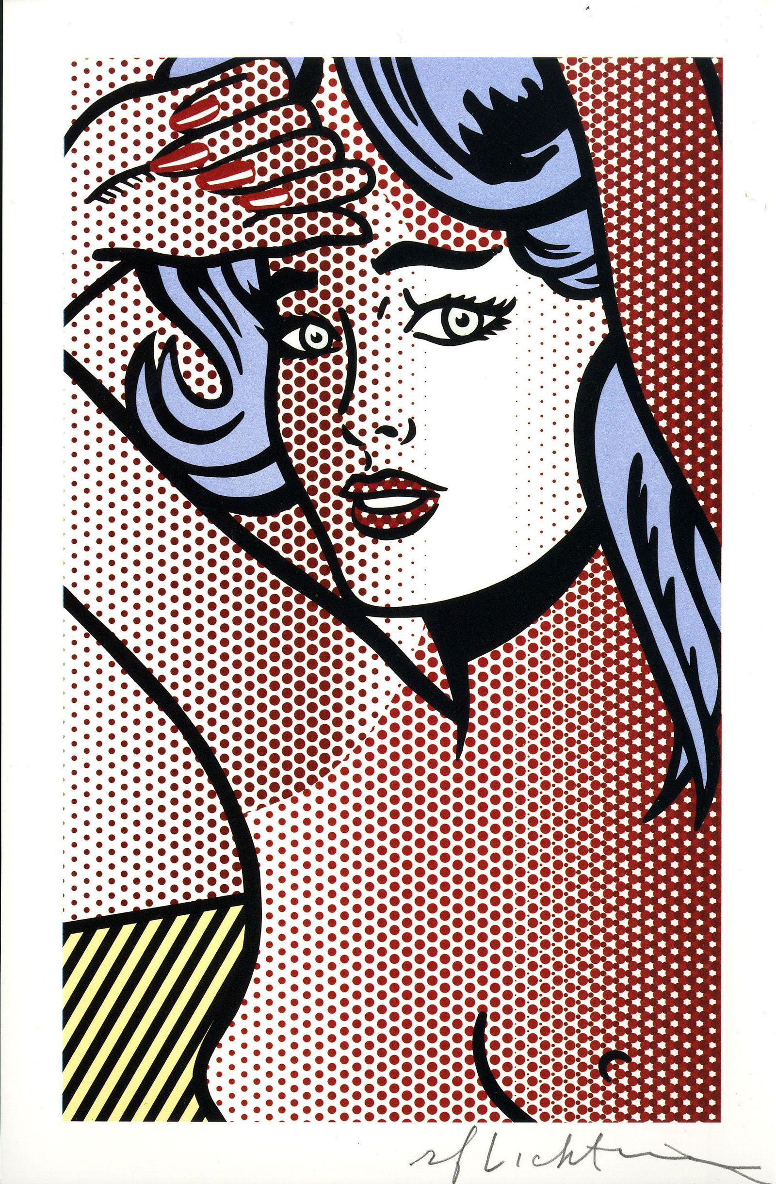 ROY LICHTENSTEIN - Nude with Blue Hair - Color relief: Artist: Roy Lichtenstein (American, 1923-1997). Title: "Nude with Blue Hair". Medium: Color relief print. Date: Composed 1994. Printed 1994. Dimensions: Overall size: 9 1/16 x 6 in. (230 x 15