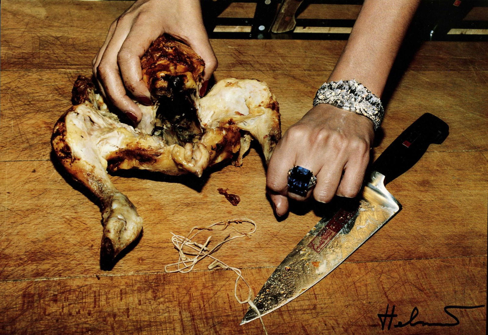 HELMUT NEWTON - Roast Chicken and Bulgari Jewels - (1 of 1)