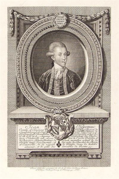 JOHANN BAPTIST KLAUBER (German) Engraving: Johann Baptist Klauber (German, 1712-1787). "Jean Nepomuc". Engraving. 1781. Fine impression. 8 7/8 x 5 15/16 in. (225 x 151 mm). Sheet Size: 11 x 8 3/4 in. (279 x 222 mm). Collaboration of the Freres