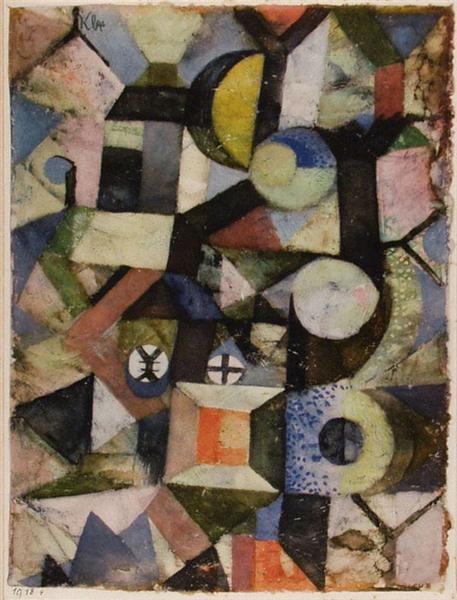 PAUL KLEE [AFTER] (Swiss) Original color collotype: Paul Klee [after] (Swiss, 1879 - 1940). "Composition". Original color collotype. 1918. Printed 1946. Small edition. Signed and dated in the original matrix. Felix Paul Klee stamp, verso. Fine impressi