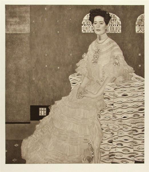 GUSTAV KLIMT (Austrian) Original collotype: Gustav Klimt (Austrian, 1862 - 1918). "Weibliches Bildnis (Portrait of Fritza Riedler) [From: Das Werk von Gustav Klimt]". Original collotype. 1918. Edition of 300. Artist's title stamp beneath the im