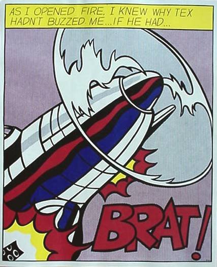 ROY LICHTENSTEIN (American) Original color lithogr: Roy Lichtenstein (American, 1923-1997). "As I Opened Fire". Original color lithograph posters [3 prints - triptych]. 1966. White wove paper. Full margins. Fine impressions. 24 x 19 5/8 in. (610 x 498 