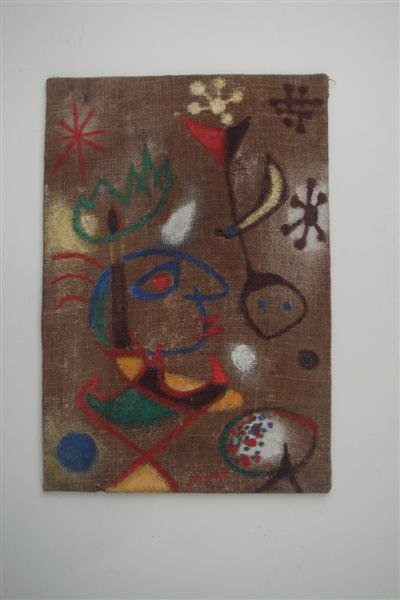 JOAN MIRO [ATTRIB.] (Spanish) Oil on burlap (jute)