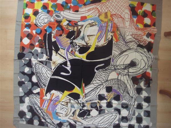 FRANK STELLA (American) Multiple/Textile: Frank Stella (American, b.1936). "Whale-Watch Shawl". Multiple/Textile. 1994. #302 of Intended edition of 650 (of which were all produced?). Signed, dated, and numbered on the label, and signed in the