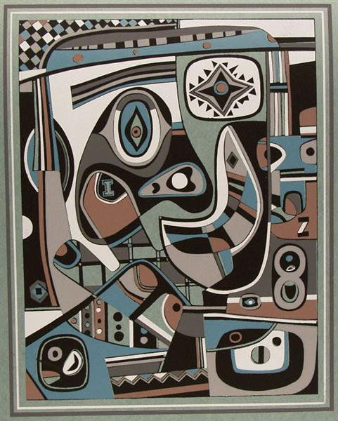 STEVE WHEELER (American) Original color silkscreen: Steve Wheeler (American, 1912 - 1992). "Little Joe Picking His Nose". Original color silkscreen. 1947. Edition of 513 (of which all were printed?). Full margins. Fine impression. 10 1/4 x 7 7/8 in. (2