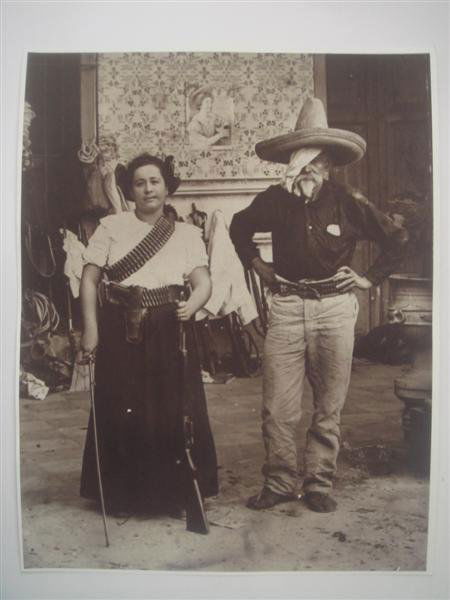 AUGUSTIN VICTOR CASASOLA (Mexican) Gelatin silver: Augustin Victor Casasola (Mexican, 1874 - 1938). "Herculano de la Rocha y Su Hija Clara [Mexico]". Gelatin silver print. c1910. Printed later from the original negative. Casasola Studios embossed blin