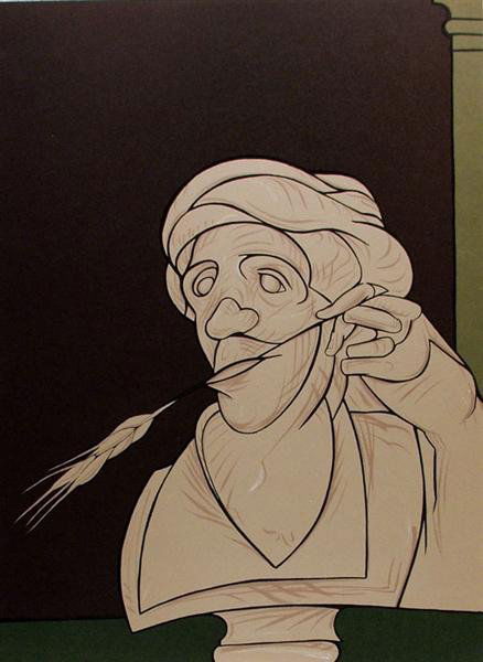 VALERIO ADAMI (Italian) Color lithograph: Valerio Adami (Italian, b.1935). "Wheat". Color lithograph. c1982. Fine impression. 14 15/16 x 10 15/16 in. (379 x 278 mm). Sheet Size: 14 15/16 x 10 15/16 in. (379 x 278 mm). Fine condition. [21127]