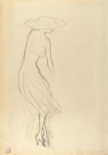 RUDOLF BAUER (German) Pencil drawing: Rudolf Bauer (German, 1881 - 1953). "Profile of a Woman". Pencil drawing. c1905. Estate stamped, recto. 15 1/4 x 6 1/2 in. (387 x 165 mm). Sheet Size: 17 7/8 x 12 3/8 in. (454 x 314 mm). Provenance: E