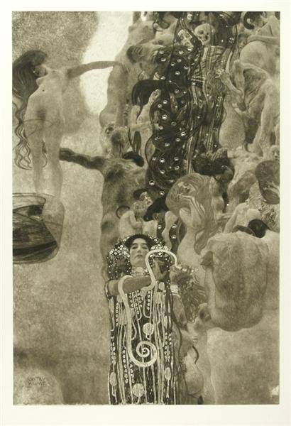 GUSTAV KLIMT (Austrian) Original color collotype, : Gustav Klimt (Austrian, 1862 - 1918). "Medizin [Medicine] [From: Das Werk Gustav Klimts]". Original color collotype, printed in brown and white inks. 1897-1907. Printed 1908-1914. Edition of 300 [of w
