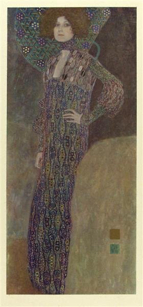 GUSTAV KLIMT (Austrian) Original multi-color collo: Gustav Klimt (Austrian, 1862 - 1918). "Weibliches Bildnis [Female Portrait - Fraulein Emilie Floge] [From: Das Werk Gustav Klimts]". Original multi-color collotype, employing 16 unique color component