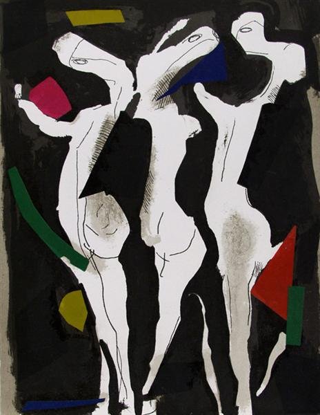 MARINO MARINI (Italian) Color lithograph: Marino Marini (Italian, 1901 - 1980). "Sacre du Printemps". Color lithograph. 1973. 12 1/4 x 9 3/8 in. (311 x 238 mm). Printed by Mourlot. [20786]