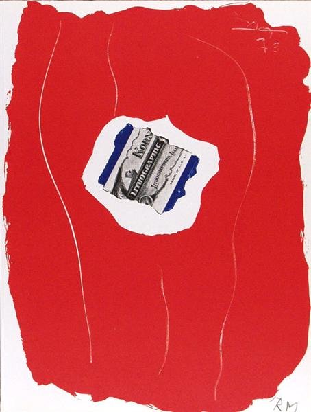 ROBERT MOTHERWELL (American) Original color lithog: Robert Motherwell (American, 1915 - 1992). "Tricolor". Original color lithograph and offset lithograph. 1973. A proof aside from the edition of 125. Signed and dated with the initials, lower right (cf