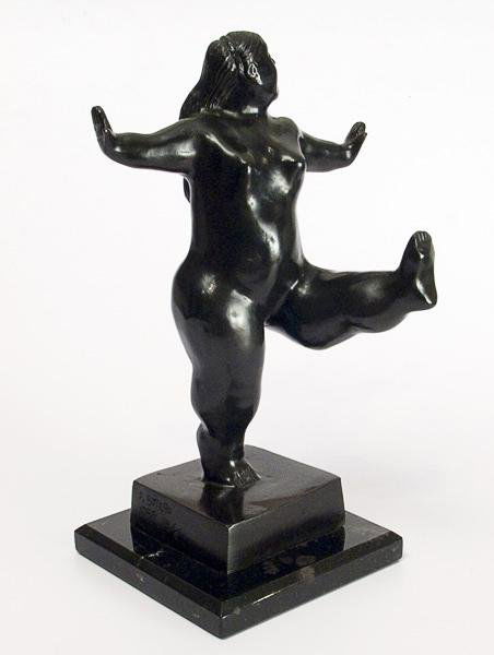 FERNANDO BOTERO [AFTER] (Columbian) Bronze with ve: Fernando Botero [after] (Columbian, b.1932). "Ballerina". Bronze with very dark brown patina. 1988. Edition of six. Inscribed "F. Botero" and dated "1988" and numbered "3/6". Very good condition. Prov