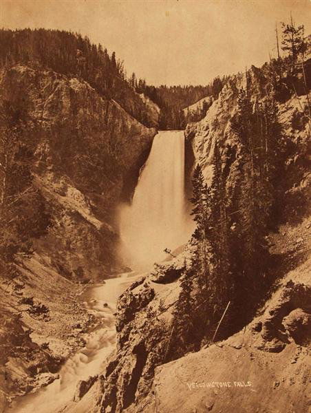 JOHN K. HILLERS (American) Vintage albumen print: John K. Hillers (American, 1843 - 1925). "Yellowstone Falls". Vintage albumen print. c1894. Printed c1894. Titled in the image. 13 x 9 7/8 in. (330 x 251 mm). [579]
