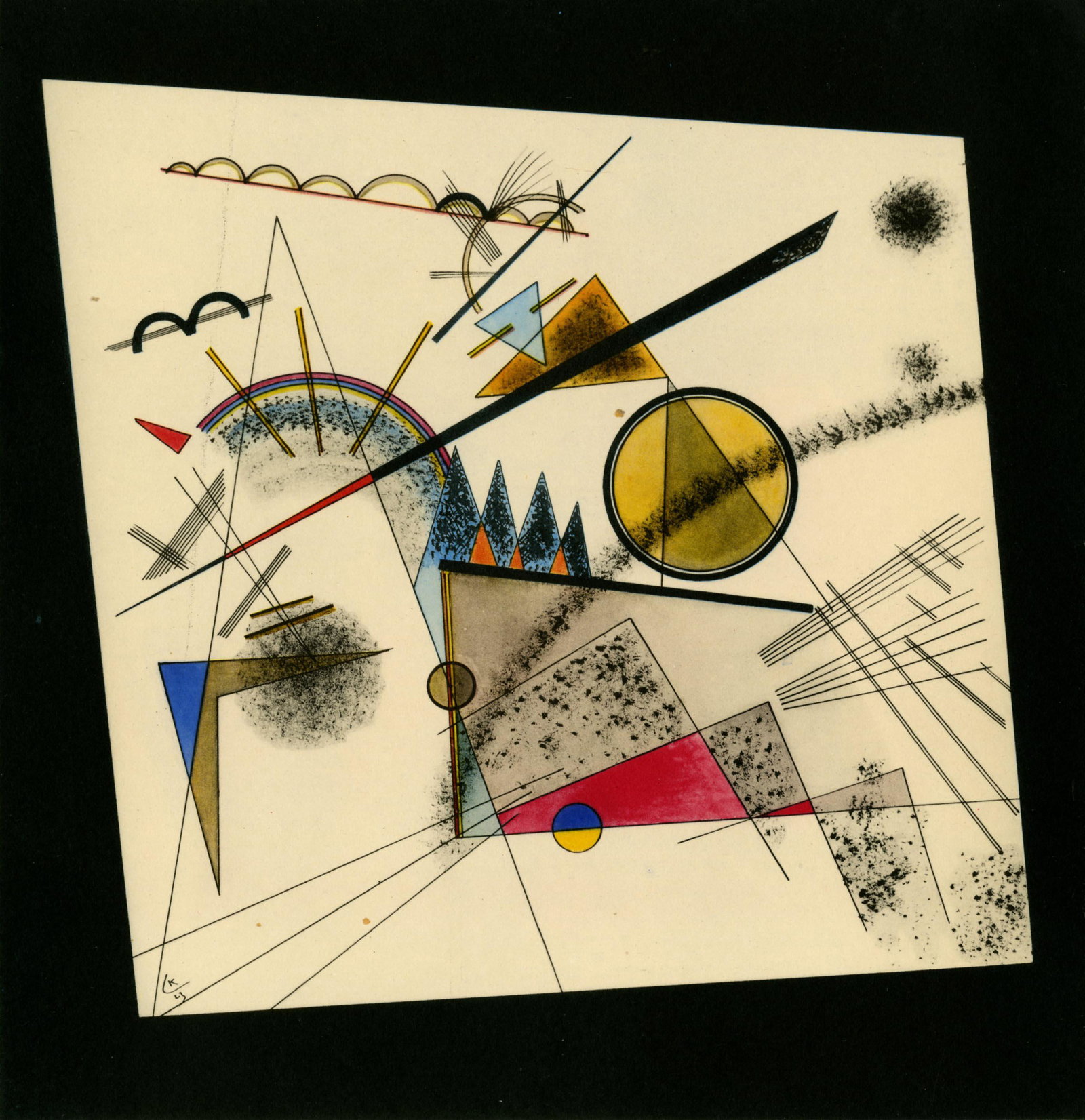 WASSILY KANDINSKY - Studie zu einem Bild - Original: Artist: Wassily Kandinsky (Russian, 1866 - 1944). Title: "Studie zu einem Bild". Medium: Original color collotype. Date: Composed 1923. Printed 1949. Dimensions: Overall size: 9 5/8 x 9 7/16
