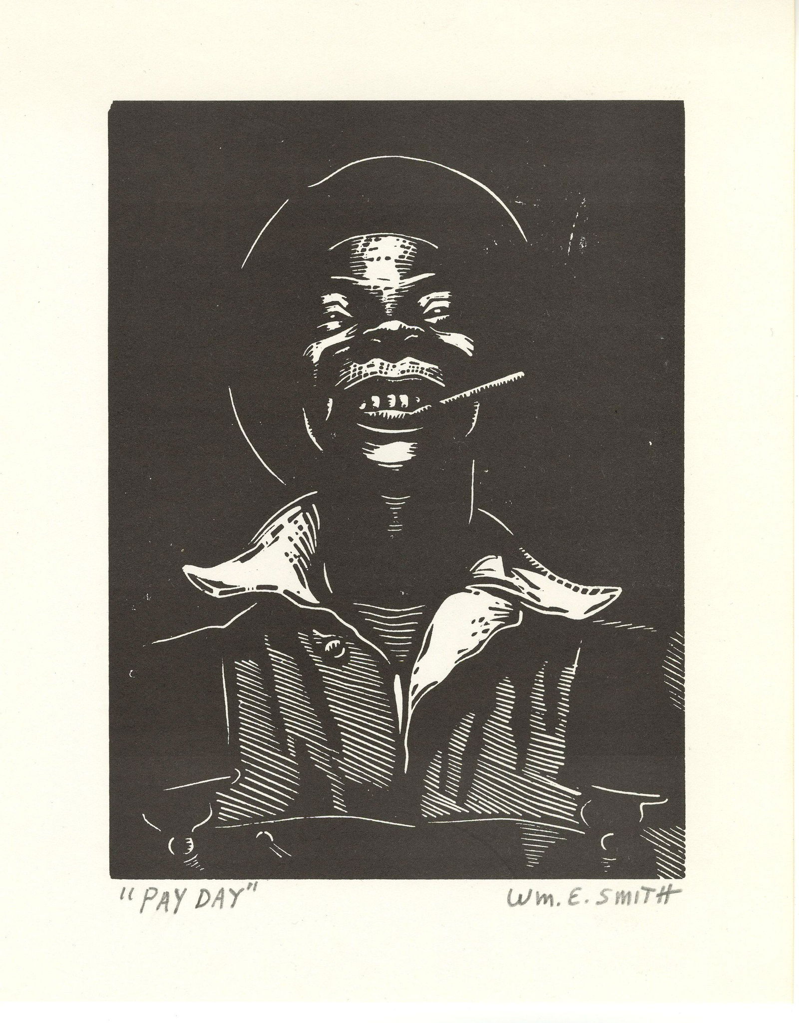 WILLIAM E. SMITH - Pay Day - Original linocut (1 of 1)