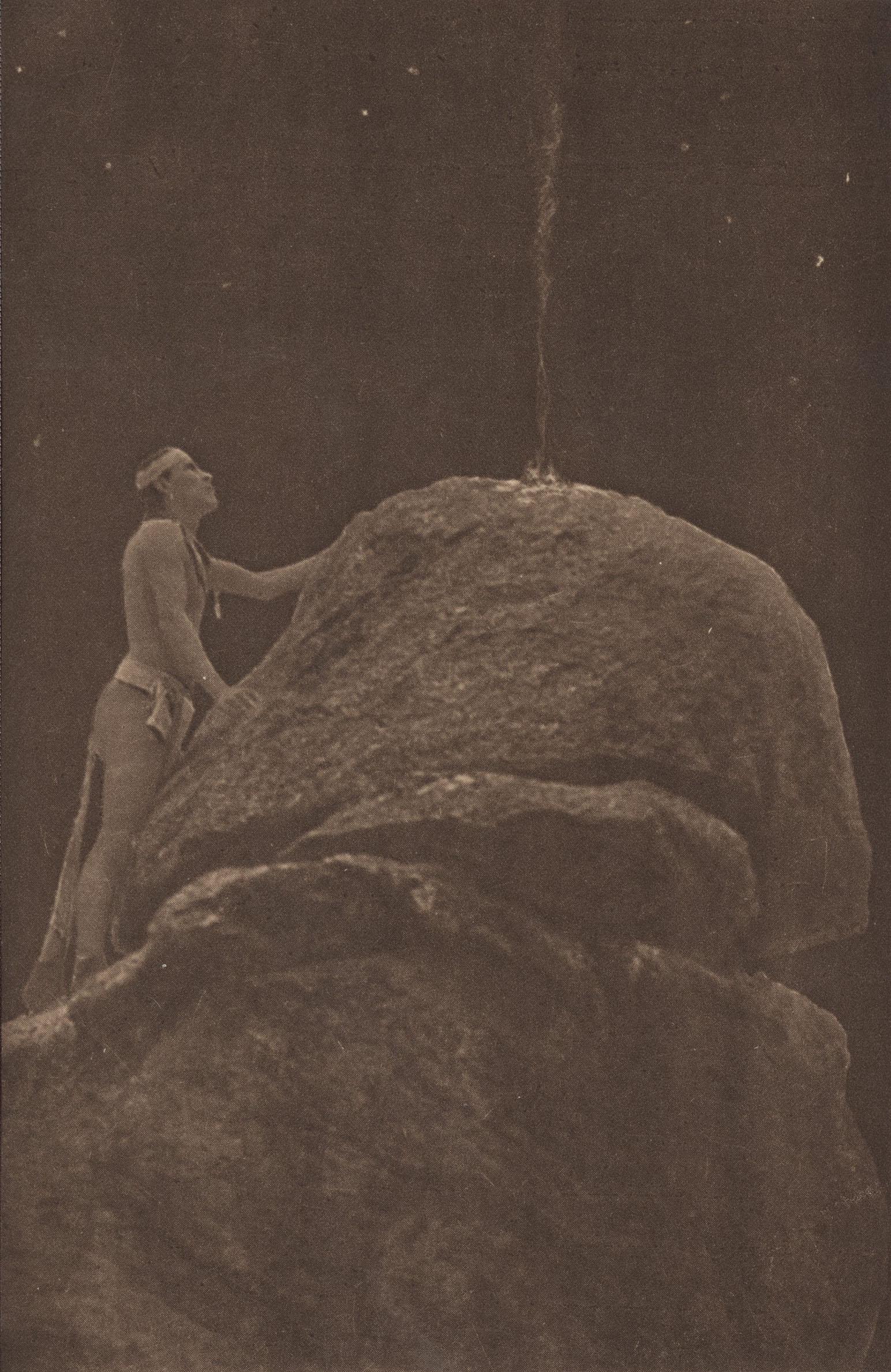 EDWARD S. CURTIS - The Signal Fire - Original vintage: Artist: Edward S. Curtis (American, 1868 - 1952). Title: "The Signal Fire". Medium: Original vintage sepia toned photogravure. Date: Composed c1908. Printed 1909. Dimensions: Image size: 6 x
