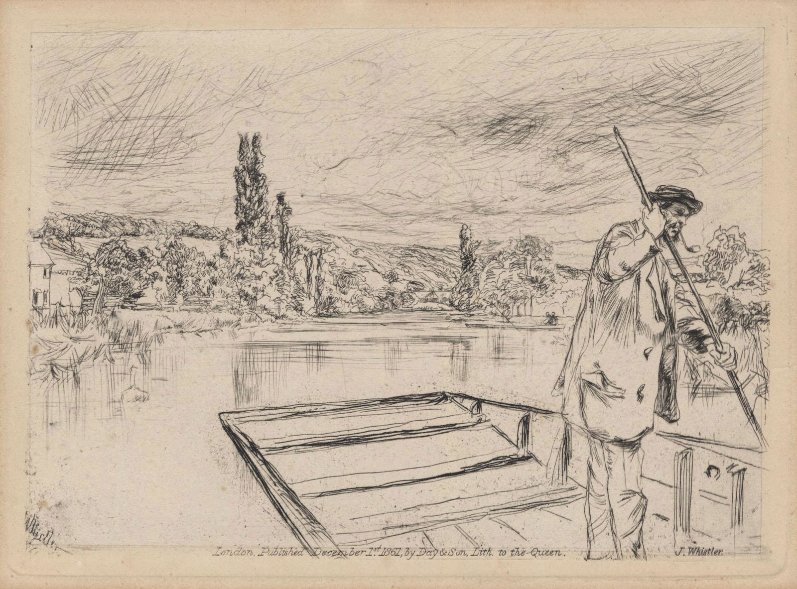 JAMES A. M. WHISTLER - The Punt - Original etching & (1 of 2)
