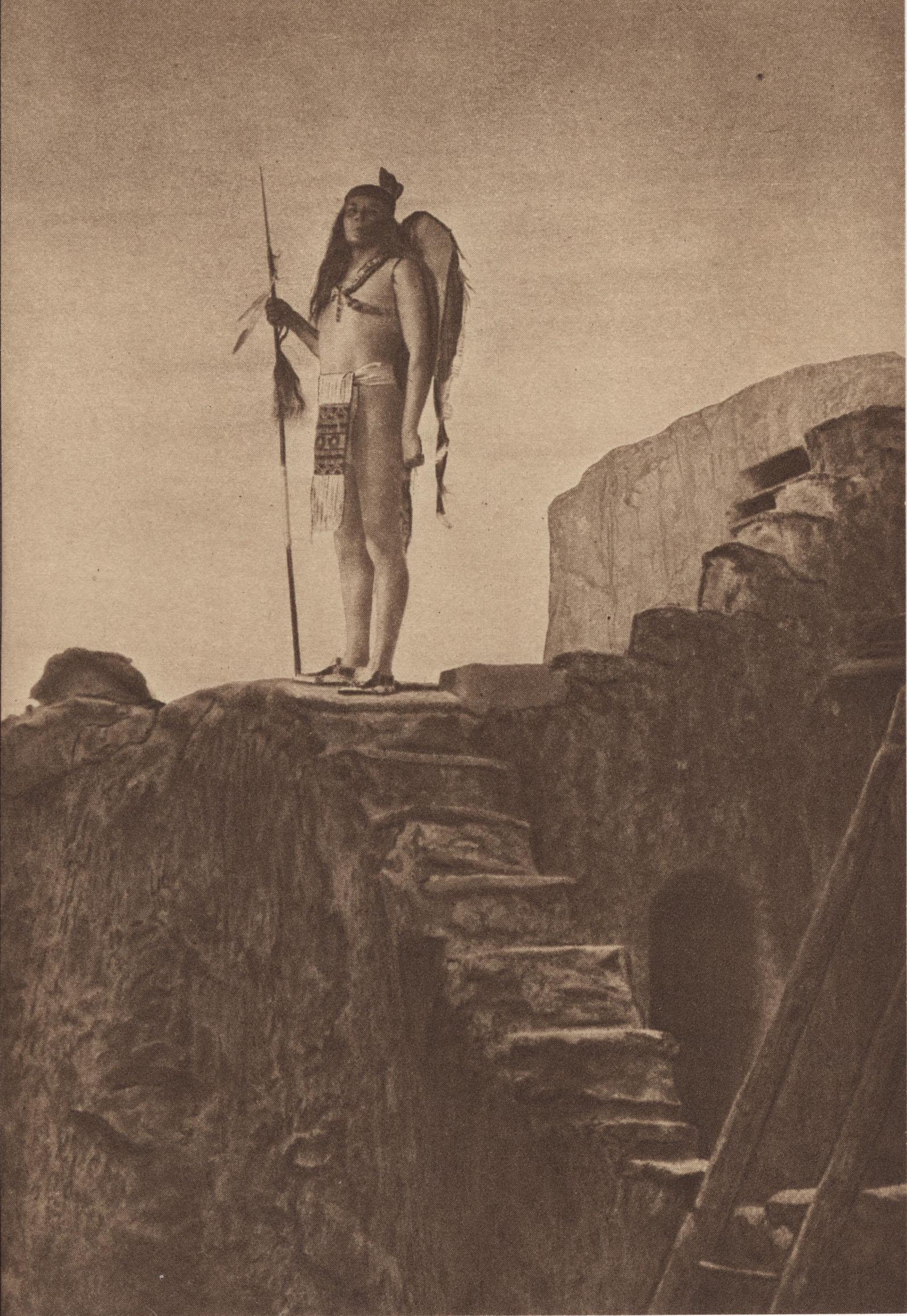 EDWARD S. CURTIS - Pueblo Staircase - Original vintage: Artist: Edward S. Curtis (American, 1868 - 1952). Title: "Pueblo Staircase". Medium: Original vintage sepia toned photogravure. Date: Composed c1908. Printed 1909. Dimensions: Image size: 6 1