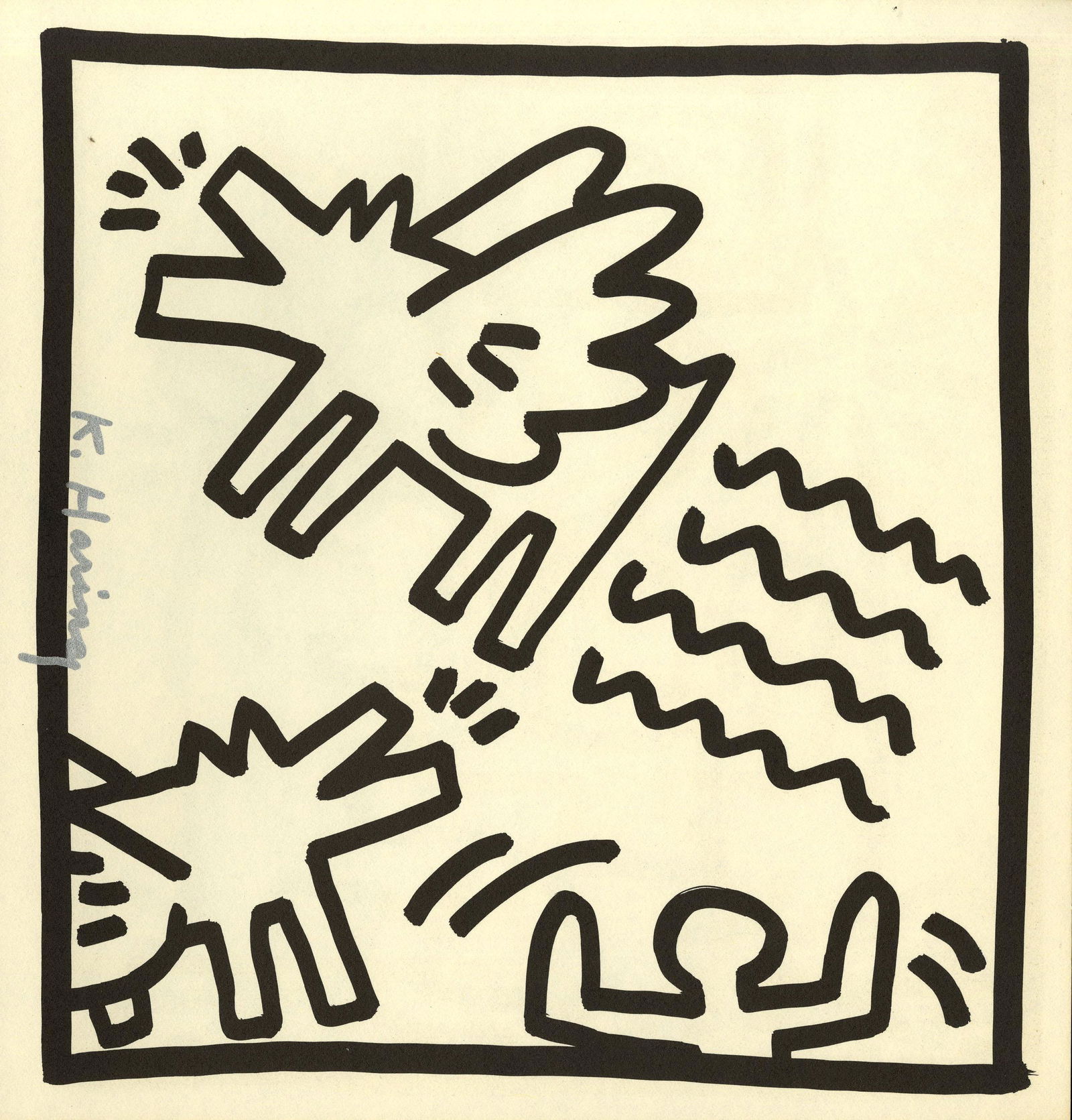 KEITH HARING - Barking Angel Dogs - Lithograph (1 of 1)