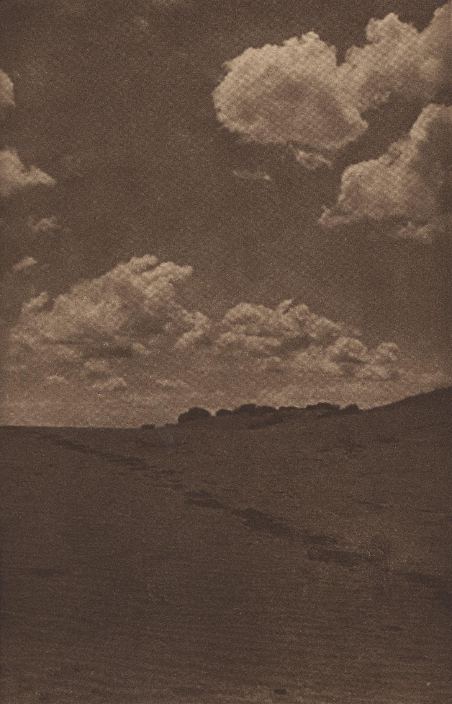 EDWARD S. CURTIS - A Trail across the Desert Sands -: Artist: Edward S. Curtis (American, 1868 - 1952). Title: "A Trail across the Desert Sands". Medium: Original vintage sepia toned photogravure. Date: Composed c1908. Printed 1909. Dimensions: