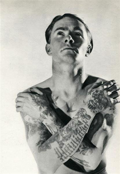 GEORGE PLATT LYNES (American) Original vintage pho: George Platt Lynes (American, 1907 - 1955). "Tattoos". Original vintage photogravure. c1935. Printed 1935. 8 9/16 x 6 11/16 in. (217 x 170 mm). [22650]
