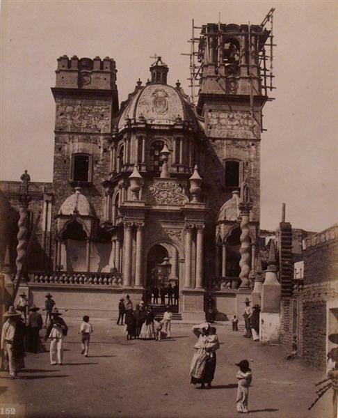 OTIS M. GOVE (American) Vintage albumen print: Otis M. Gove (American, 1851 - 1931). "Unfinished Cathedral at Leon [Mexico]". Vintage albumen print. c1880. Printed 1880. Numbered 152 in negative. 9 1/8 x 7 5/16 in. (232 x 186 mm). [22838]