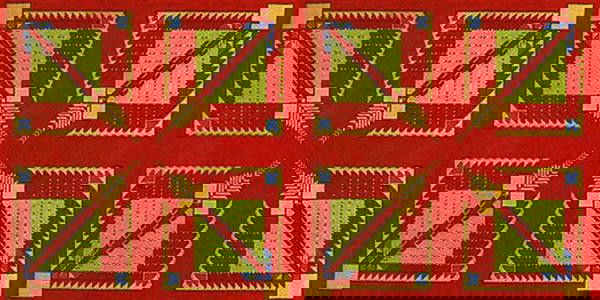 FRANK LLOYD WRIGHT/TALIESIN ARCHITECTS (American): Frank Lloyd Wright/Taliesin Architects (American, 1869 - 1959). "Vintage Frank Lloyd Wright/Taliesin Designed Carpet from the Arizona Biltmore Hotel [02 "tiles"] [Approximate size: 54" x 108" (4 1/2'