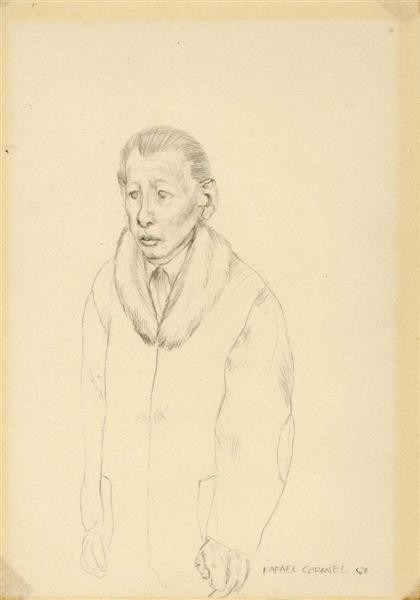 RAFAEL CORONEL (Mexican) Pencil drawing: Rafael Coronel (Mexican, b.1931). "Bernardo". Pencil drawing. 1967. Signed and dated, lower right. Cream wove paper. 4 7/16 x 2 in. (113 x 51 mm). Sheet Size: 5 11/16 x 4 in. (144 x 102 mm). Provenanc