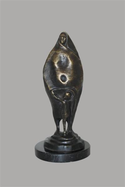 FRANCISCO ZUNIGA [ATTRIB] (Costa Rican) Bronze sc: Francisco Zuniga [attrib] (Costa Rican, 1913 - 1998). "Mujer con Niño". Bronze sculpture with brown patina. 1971. Edition of 10. Inscribed "Zuniga" and dated "1971". Fine casting. Very good condition