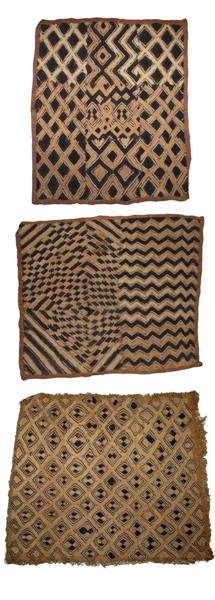 AFRICAN SCHOOL [20TH CENTURY] Textile: African School [20th Century]. "Antique African Kuba Raffia Mats (3)". Textile. c1920s. Good condition. Handwoven African Kuba raffia/grass mats. Various sizes, approximately 20" x 20". [24645]