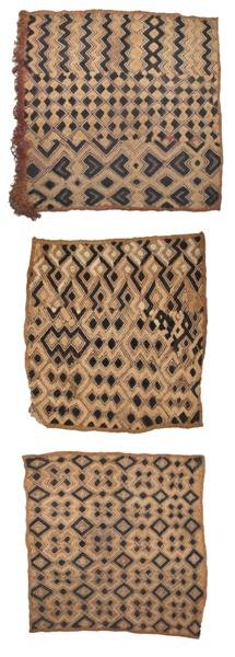 AFRICAN SCHOOL [20TH CENTURY] Textile: African School [20th Century]. "Antique African Kuba Raffia Mats (3)". Textile. c1920s. Good condition. Handwoven African Kuba raffia/grass mats. Various sizes, approximately 20" x 20". [24643]