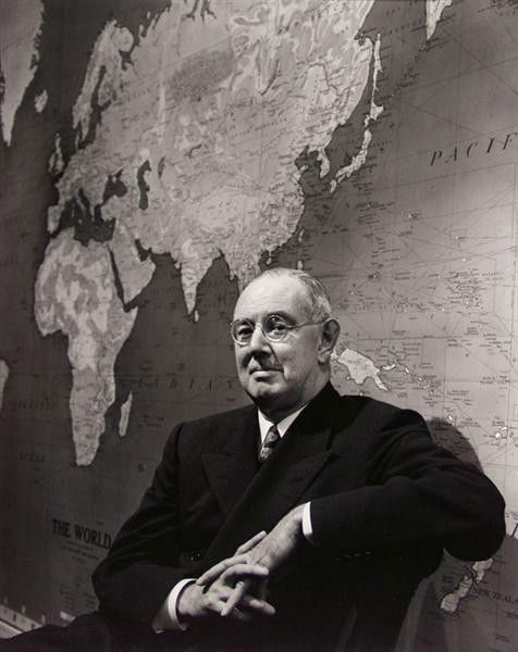 ARNOLD NEWMAN (American) Vintage gelatin silver pr: Arnold Newman (American, 1918 - 2006). "Charles Merz, Seated [Editor, "New York Times"]". Vintage gelatin silver print. c1950. Printed c1950. Signed in ink on mount below image. Photographer's studio