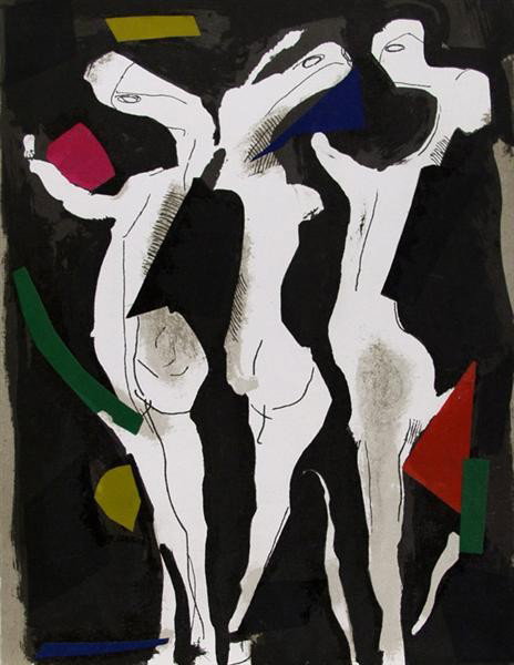 MARINO MARINI - Color lithograph: Marino Marini (Italian, 1901 - 1980). "Sacre du Printemps". Color lithograph. 1973. Printed by Mourlot. 12 1/4 x 9 3/8 in. (311 x 238 mm). [20786]