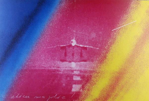 JACQUES MONORY - Color serigraph: Jacques Monory (French, b.1934). "Adieu Mon Julie". Color serigraph. c1982. Centerfold as issued. 14 15/16 x 21 15/16 in. (379 x 557 mm). Sheet Size: 14 15/16 x 21 15/16 in. (379 x 557 mm). [21140]