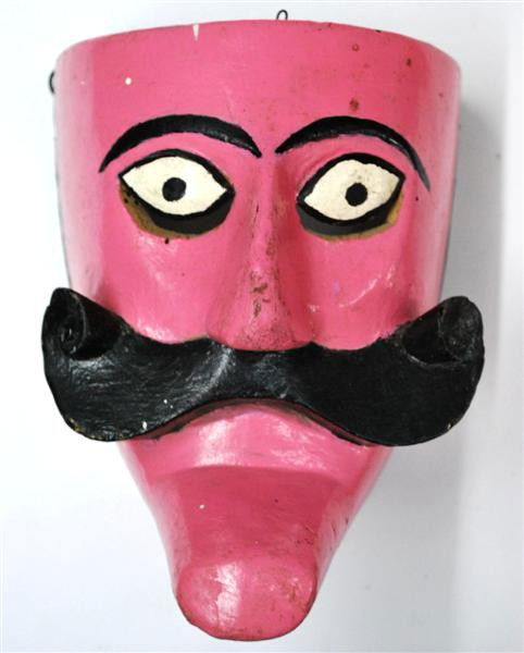 MEXICAN MASKMAKER [20TH CENTURY] - Hand-painted, h: Mexican Maskmaker [20th Century]. "Mexican Mask [Traditional - 0027]. Moor Mask. From the Carnival Dance, Guayacocotla, State of Veracruz [Mexico]". Hand-painted, hand-carved polychromed natural wood.