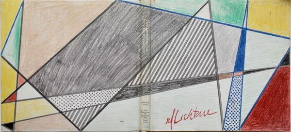 ROY LICHTENSTEIN - Color offset lithograph: Roy Lichtenstein (American, 1923-1997). "Imperfect Drawing for Catalogue Cover II". Color offset lithograph. 1987. Signed in red crayon, lower right. Edition of 4,000. Heavy white wove paper. The full