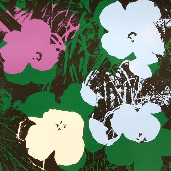 ANDY WARHOL [AFTER] - Original color silkscreen: Andy Warhol [after] (American, 1928 - 1987). "Flowers I [Sunday B. Morning edition]". Original color silkscreen. 1970. Sunday B. Morning stamps, verso. Full margins. Fine impression. With the "fill in