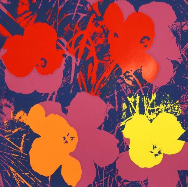 ANDY WARHOL [AFTER] - Original color silkscreen: Andy Warhol [after] (American, 1928 - 1987). "Flowers III [Sunday B. Morning edition]". Original color silkscreen. 1970. Sunday B. Morning stamps, verso. Full margins. Fine impression. With the "fill 