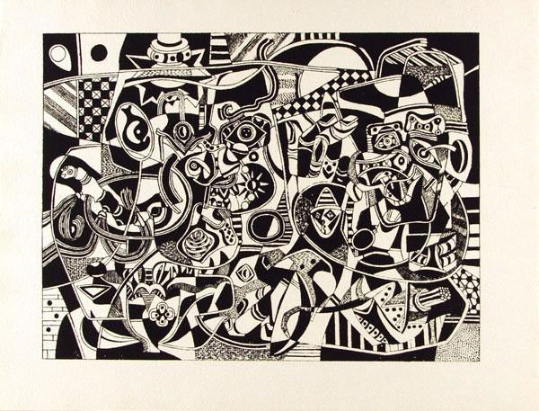 STEVE WHEELER - Original silkscreen: Steve Wheeler (American, 1912 - 1992). "Newbe". Original silkscreen. 1947. Proposed edition of 513 (of which all were printed?). Full margins. Printed on white hand-made paper, top edge deckled. Fine