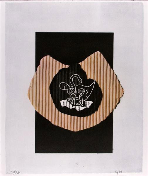 GEORGES BRAQUE [AFTER] - Color collotype (with poc: Georges Braque [after] (French, 1882 - 1963). "Cygne". Color collotype (with pochoir?). 1947. Printed 1962. Signed in pencil with the initials, lower right; numbered (in the Artist's hand?) in pencil,